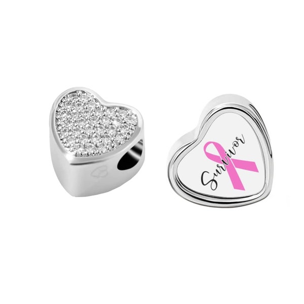 Pandora Heart Charm - Survivor Pandora Charm - Survivor Bead - Hope Charm for Pandora Bracelets - Inspirational Charm - Courage Bead