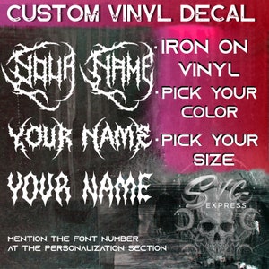Custom Iron On Death Metal Fonts Vinyl - Customizable Design | Black Metal Fonts | DIY Clothing, Heat Transfer Vinyl | Free Viking Sticker