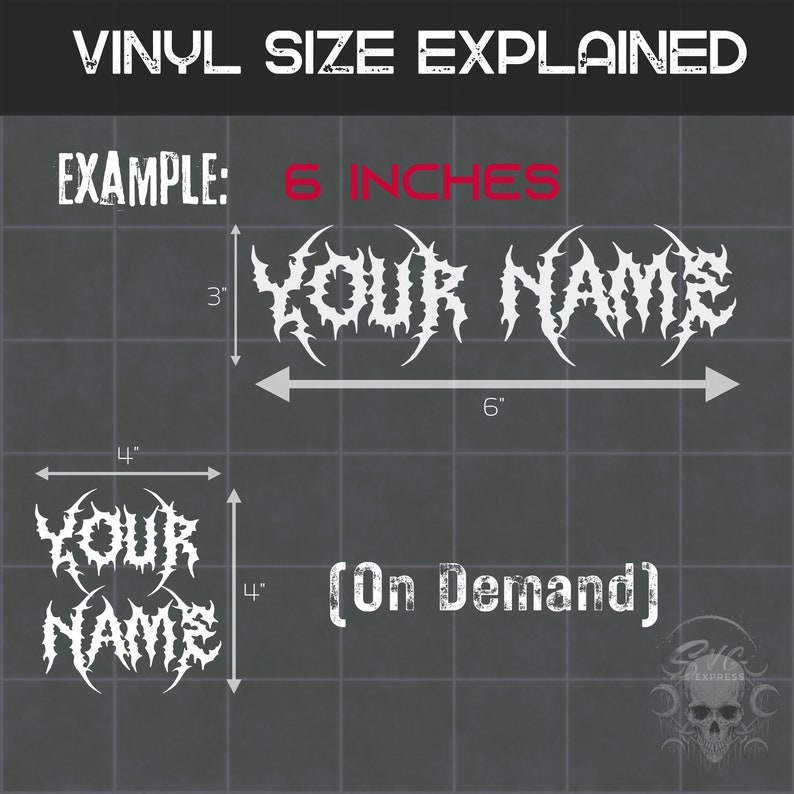Custom Iron on Death Metal Fonts Vinyl Customizable Design Black Metal