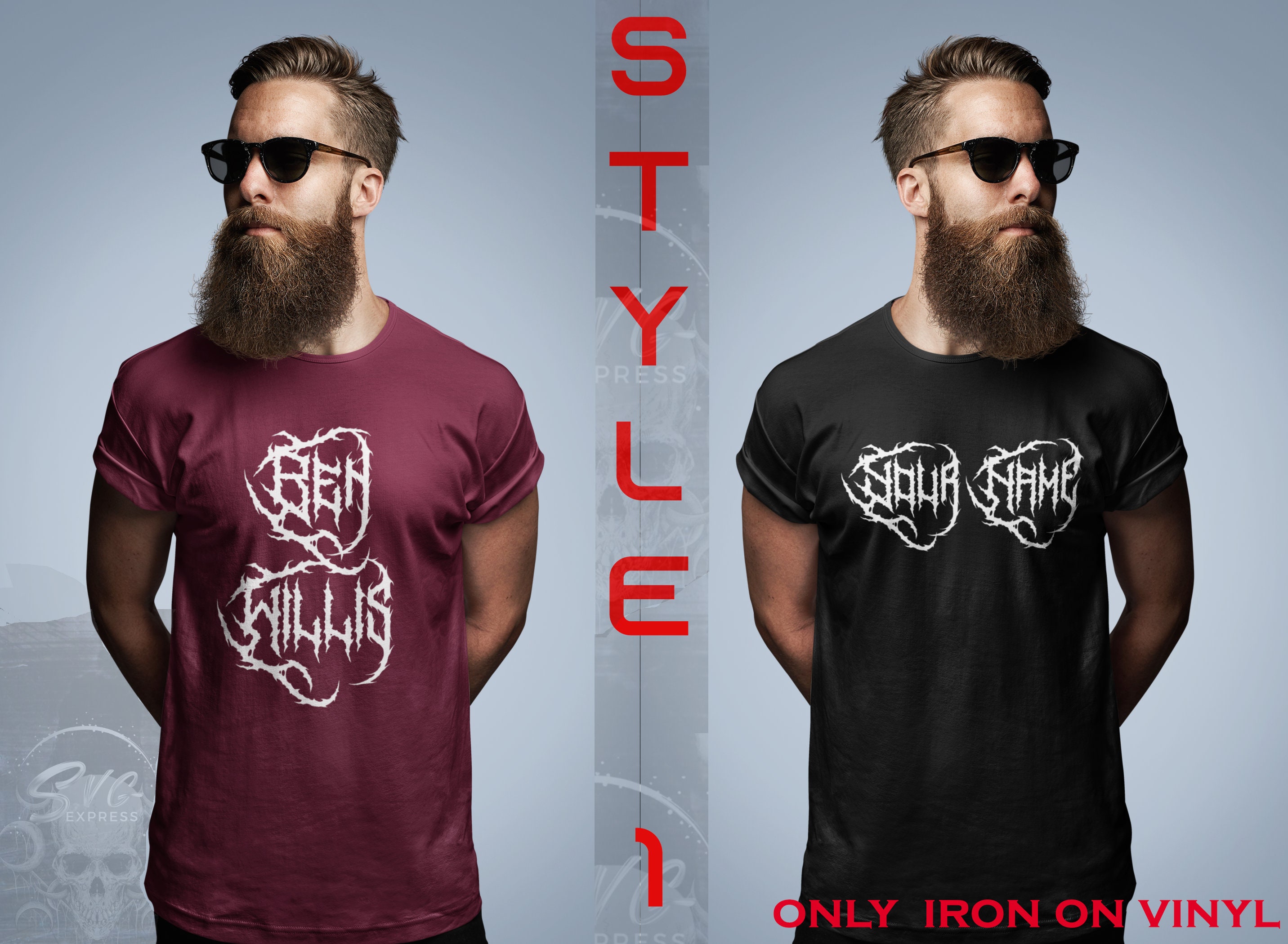 Blogfonts Iron Robe Custom Iron on Death Metal Fonts Vinyl - Customizable Design | Black ...