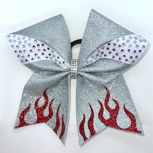 stripe flame rhinestone cheer bow