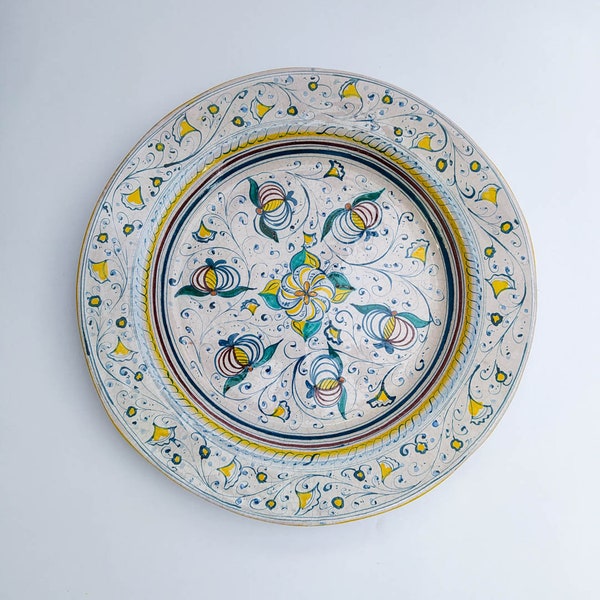 Grande piatto decorativo dipinto a mano in ceramica Seminara di Calabria
