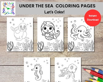 Desenhos para colorir do fundo do mar para crianças, pré-escolares, bebês, 13 desenhos para colorir do fundo do mar para imprimir, impressão jumbo simples, educação domiciliar