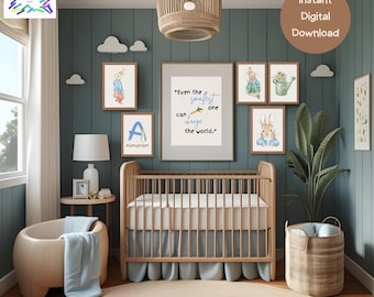 9 Peter Rabbit Art Prints - Kinderzimmer Wandkunst - Benutzerdefinierte Name Jungen-Dekor - Druckbare Kunst