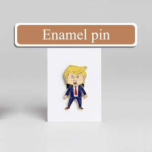 Trump Happy face Enamel pin, funny trump meme lapel pin, happy face trump enamel pin with wavy american flag, trending memes pin