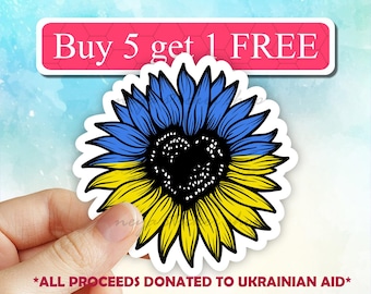 Ukraine flag sunflower sticker, I stand with Ukraine, Support Ukraine, Free Ukraine, Solidarity with Ukraine, Ukraine sticker, vinyl decal