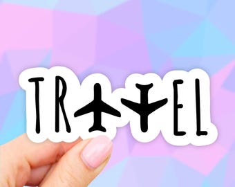 Travel Airplane Sticker,  Laptop Stickers, water bottle sticker, Aesthetic stickers, Laptop decal, Water bottle, Computer, Bumper