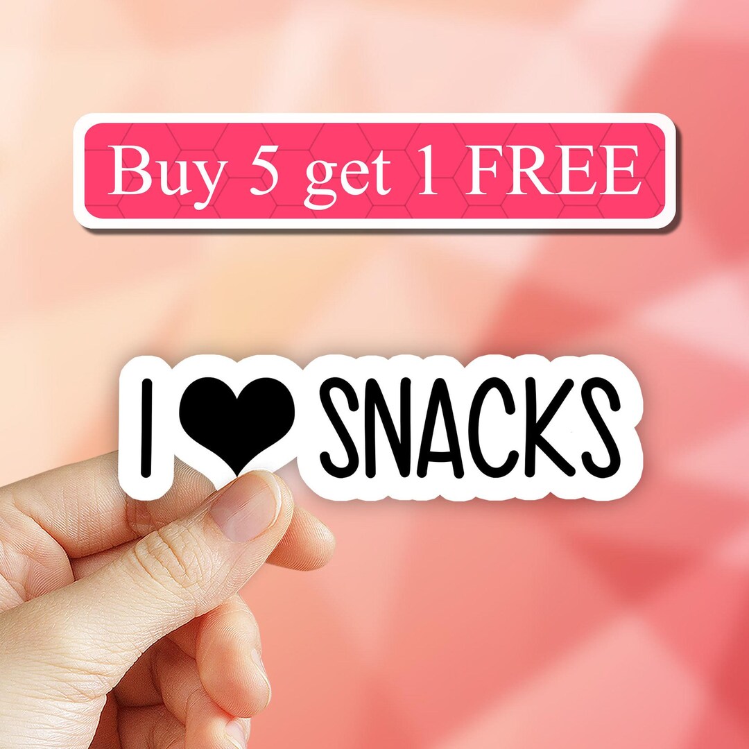 I Love Snacks Sticker, Funny Food Lover Stickers, Snacks Laptop Decals ...