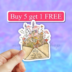 Christian Stickers, Be Strong in the lord Sticker, bible verse Vinyl Sticker, Bible quotes Journal Sticker, wildflower Faith stickers