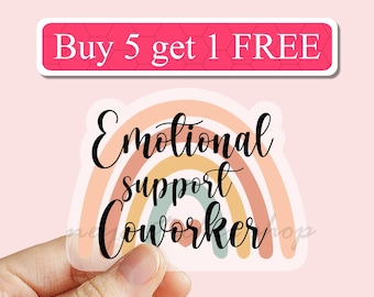 Clear Emotional Support Coworker Sticker, Coworker Gift, office stickers, Essential Worker gift, Water Bottle Sticker, laptop decal