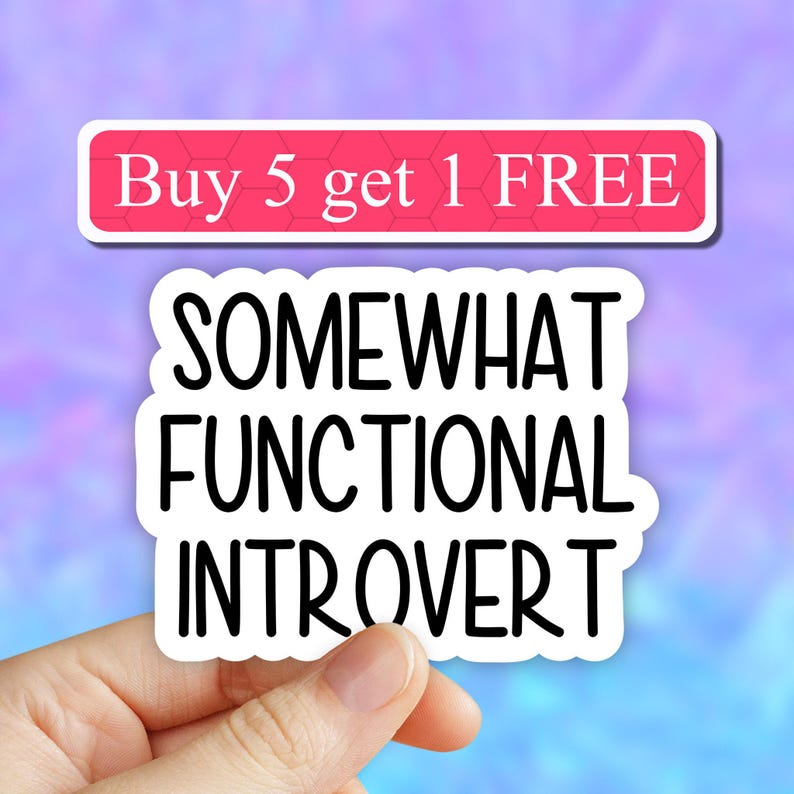 Somewhat functional introvert sticker, introvert decal, sarcastic stickers, Laptop Decal, extrovert inspirational for Water Bottles image 1