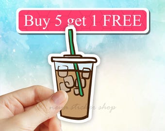 Iced Coffee Sticker, Coffee Stickers, Laptop Stickers, Waterbottle Stickers, coffee decal, Tumbler Decal, Computer Stickers, coffee lover