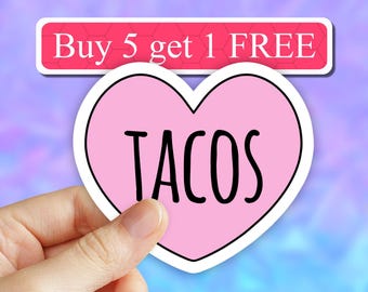 Love Tacos vinyl Sticker, Taco Sticker, Food Sticker, Water bottle Sticker, laptop decal, food sticker, computer stickers, water proof decal