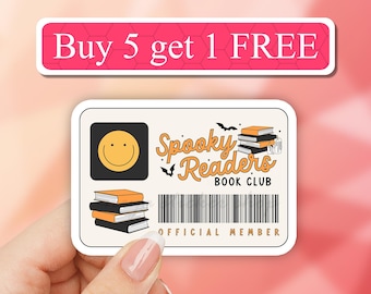 Spooky Readers Book Club Waterproof Sticker, Halloween Book Stickers, Gifts for Readers, Bookish Laptop Sticker, Book Lover, kindle stickers