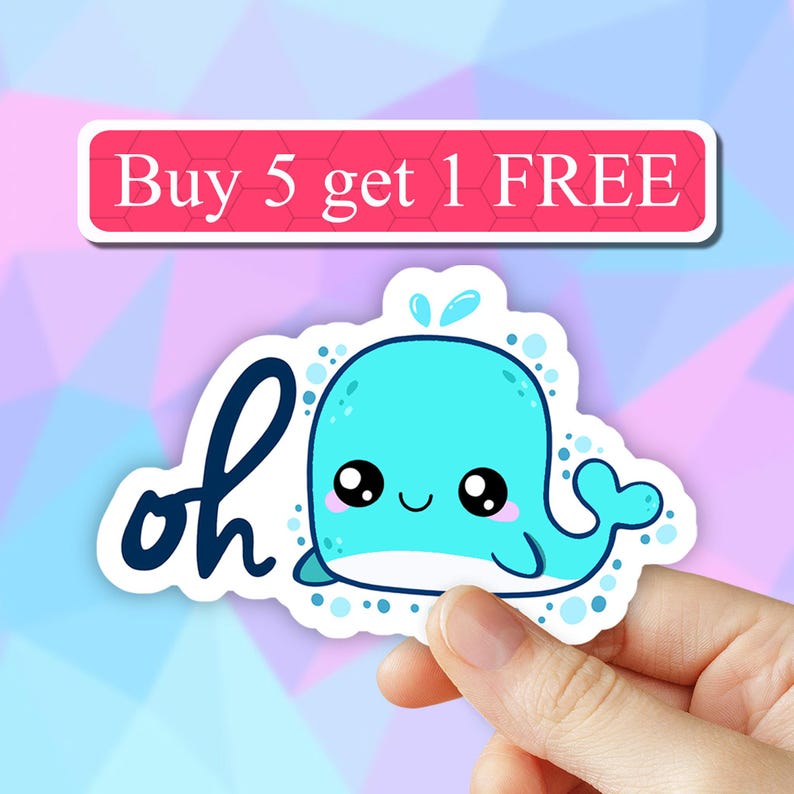 Oh Whale Sticker, Laptop stickers, Aesthetic Stickers, Water bottle Stickers, Computer stickers, Waterproof Stickers, Vinyl Decal image 1