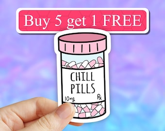 Take a chill pill sticker, chill pills sticker, laptop decal, water bottle stickers, trending stickers, tumbler, car bumper stickers decal