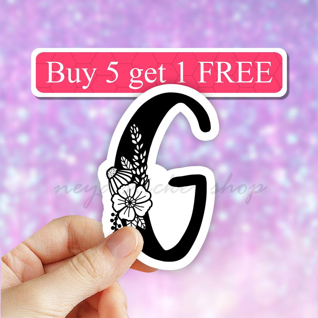 Floral Letter G Sticker, Vinyl Sticker, Best Friend Gift, Laptop Decals ...