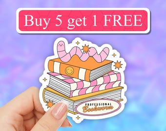 Professional bookworm Sticker, book worm sticker, Anxiety Sticker, Book Lover Decal, Laptop Decal, bookish Gifts For Readers, banned books