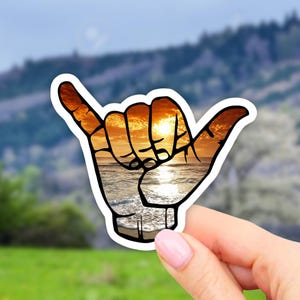 Shaka Hawaii Beach Hang Loose Sticker, VSCO Stickers, Wave Sticker
