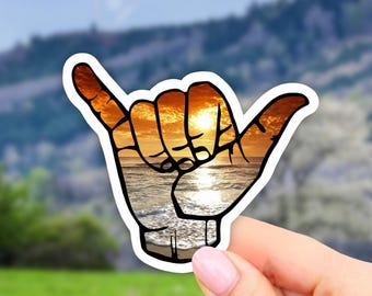 Shaka Hawaii Beach Hang Loose Sticker, VSCO Stickers, Wave Sticker
