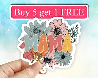 Boho floral Mama Sticker, mama Decal, laptop Stickers, Die Cut Sticker, Gift For Mom, Laptop Vinyl Sticker, Water Bottle Label, Laptop Decal