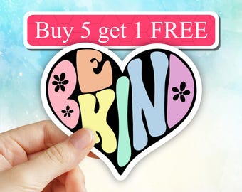 Heart Be kind sticker, cute vinyl stickers, kindness matters, mental health,  Rainbow, kindness decal, laptop stickers, car stickers