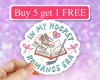 In my hockey romance era sticker, hockey stickers, bookish stickers, romance reader decal, laptop stickers, book boyfriend, water bottle