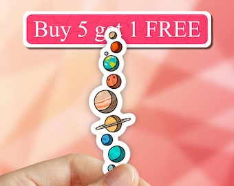 Planets Sticker, Space Sticker, Laptop Decal, Vinyl Stickers, trending Stickers, aesthetic sticker, Water bottle Sticker, Computer decal