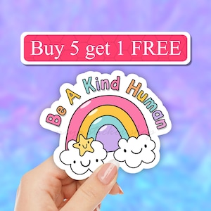 Be a kind Human rainbow Sticker, kind human Sticker, be nice stickers, Teacher Sticker, Laptop Sticker, water bottle Stickers, pastel decal