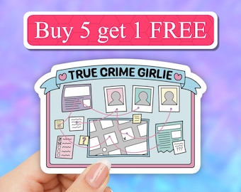 True crime junkie board sticker, true crime stickers, True crime podcast sticker, crime podcast sticker, laptop stickers, computer, tumbler