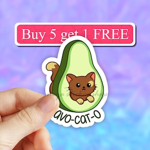 Avocado Cat Sticker, Laptop Stickers, Laptop Decal, Aesthetic Stickers, Water bottle Stickers, Computer Stickers, Waterproof Stickers, Vinyl