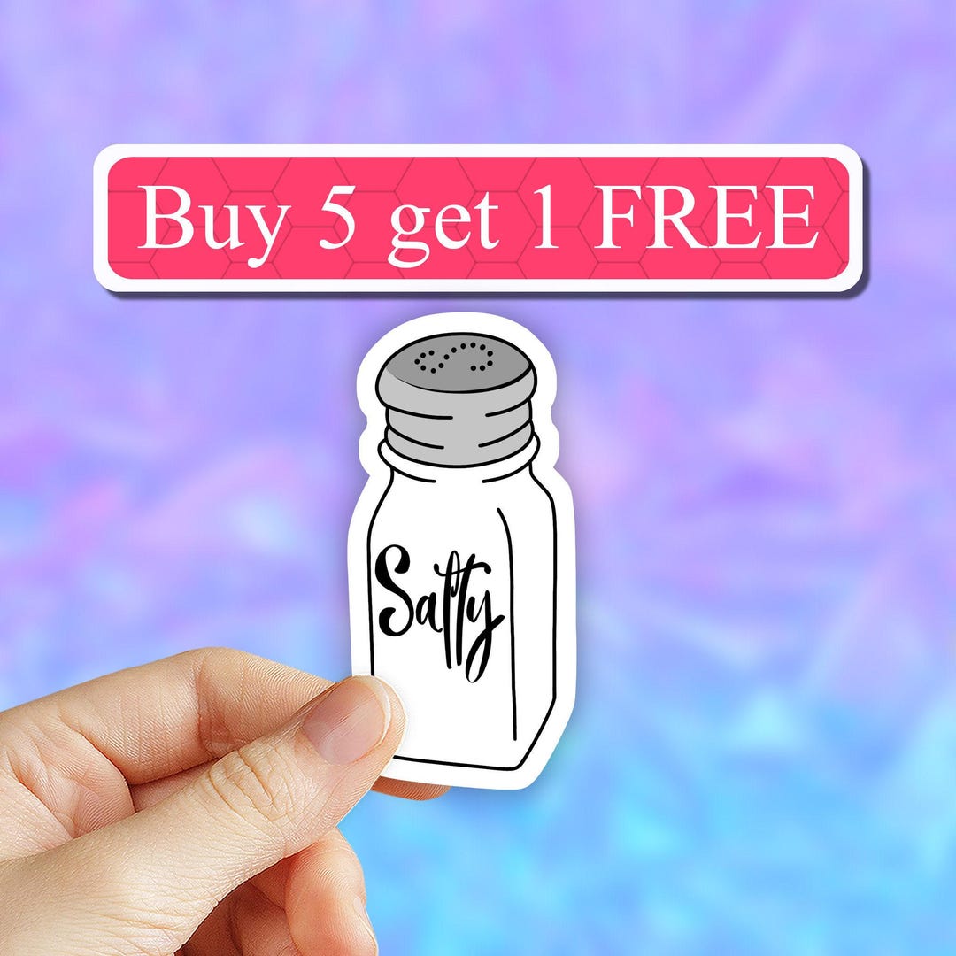 Salty Salt Shaker Sticker, Sarcasm Stickers, Sarcastic Decals, Laptop ...
