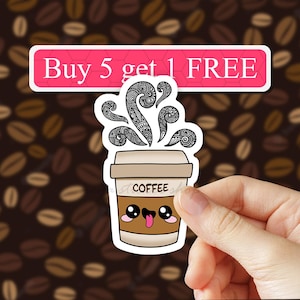 Coffee laptop Sticker, Coffee Stickers, Vinyl Latte Stickers, Laptop Stickers, Aesthetic Stickers, Coffee mug Stickers, Computer Decal