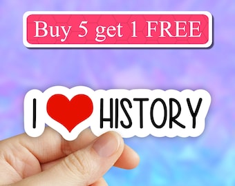 I love history sticker, Heart history sticker, laptop decals, tumbler stickers, water bottle sticker, computer stickers, revolution sticker