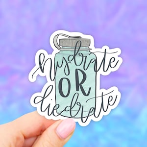 Water bottle Hydrate or Die-drate Sticker, Waterbottle Stickers, Laptop stickers, Aesthetic Stickers, Macbook Sticker