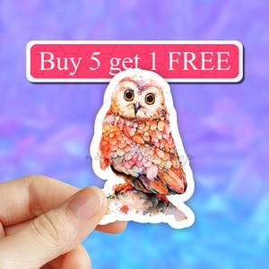 watercolor owl sticker, bird stickers, animal stickers, laptop stickers, waterbottle sticker, computer stickers, vinyl sticker, laptop decal
