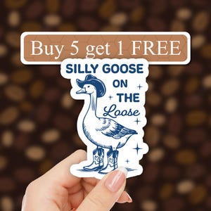 Cowboy Silly goose on the loose meme Sticker, Funny Vintage Sticker, Western Style Cowboy goose Sticker, Vintage Country Sticker, texas