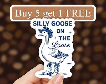 Cowboy Silly goose on the loose meme Sticker, Funny Vintage Sticker, Western Style Cowboy goose Sticker, Vintage Country Sticker, texas