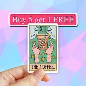 Coffee Tarot Stickers, Coffee Stickers, Laptop Stickers, Waterbottle Stickers, But first coffee Sticker, Tumbler Decal, Computer Stickers 画像 1