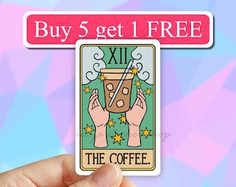 Coffee Tarot Stickers, Coffee Stickers, Laptop Stickers, Waterbottle Stickers, But first coffee Sticker, Tumbler Decal, Computer Stickers