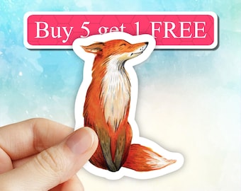 watercolor Fox sticker, Fox stickers, Cute fox sticker, animal stickers, trending stickers, laptop decal, computer, water bottle stickers