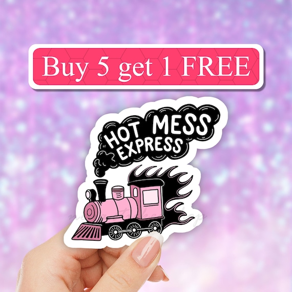 Hot mess express Vinyl sticker, funny stickers, laptop decal, sarcasm, sarcastic, tumbler sticker, water bottle, tired mom sticker, momlife