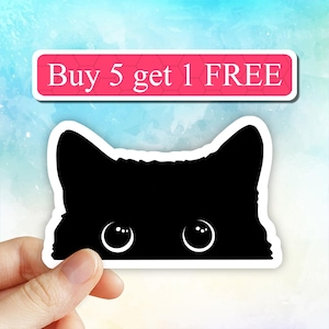 Black peeking cat Meme Sticker, funny cat stickers, cat mom decal, black cat stickers, cute Waterbottle stickers, Laptop Stickers, Laptop