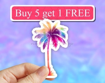 Watercolor Palm Tree - Tie Dye Vinyl Stickers