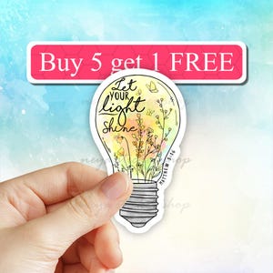 Sticker Let Your Light Shine, sticker chrétien, stickers verset de la Bible, sticker religieux, mathew 5:16, stickers pour ordinateur portable, sticker bouteille d'eau