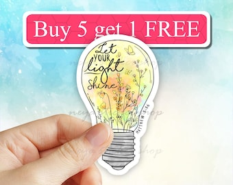 Let Your Light Shine Sticker, Christian Decal, Bible Verse stickers, Religious Sticker, mathew 5:16, Laptop stickers, Water Bottle Sticker
