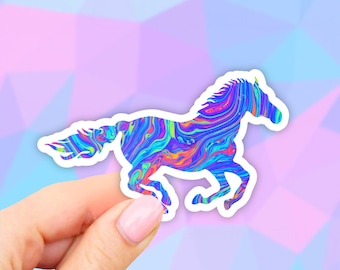 Horse Sticker, Oil Slick Laptop Stickers, VSCO Stickers, Aesthetic, Vinyl Decal, Water bottle, Computer Sticker, Tumbler