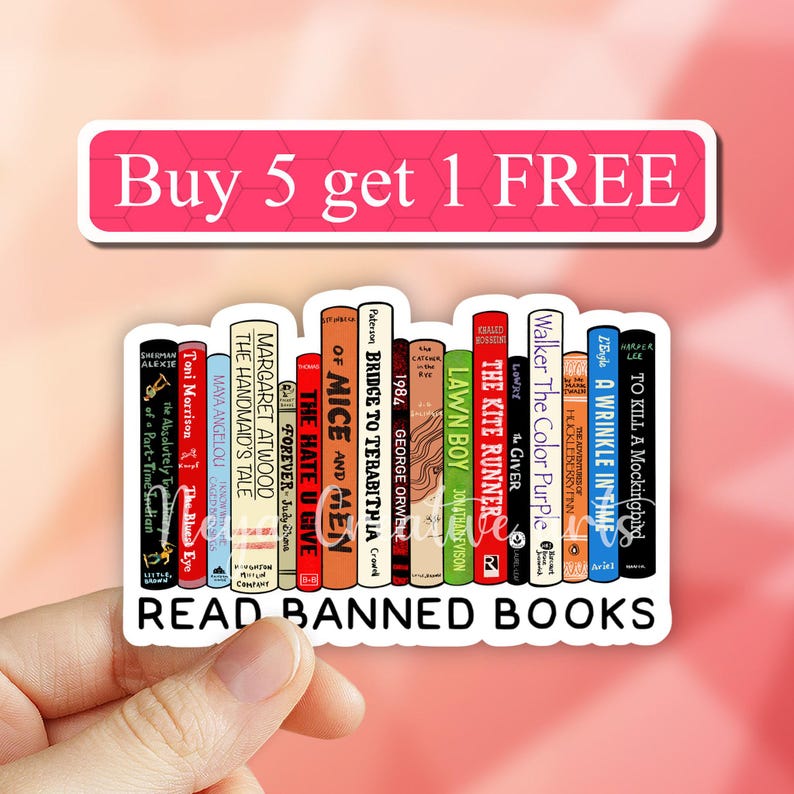 Read Banned Books Sticker, Banned Books Club, funny reading sticker, Bookish Sticker, Member of Banned Books Club, water bottle, laptop, car bild 1