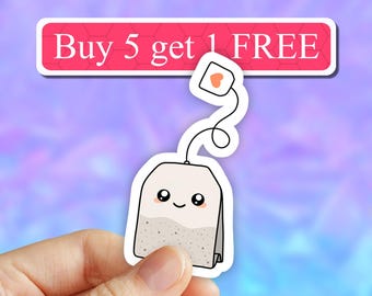 Cute Tea Bag Sticker, Tea Stickers, Teabag Sticker, Laptop Stickers, Aesthetic Stickers, Best Friend Gift, Water bottle Waterproof sticker