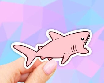 Pink Shark Sticker, Ocean Stickers, Shark Stickers, Vinyl stickers, Laptop Sticker, Aesthetic Stickers, Water bottle, Computer stickers